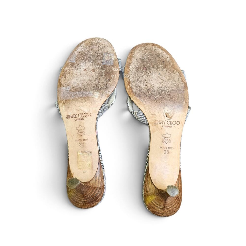 Y2k Jimmy Choo Plaid Kitten Heel Mules Vintage - Size 38 - Picture 6 of 10